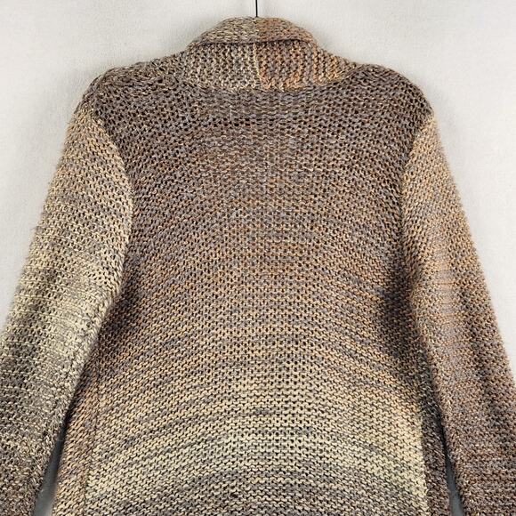 Joan Vass Studio WMNS SZ L Open Front Cardigan Sweater Brown Tan Ombré Wool Blnd - Picture 9 of 14